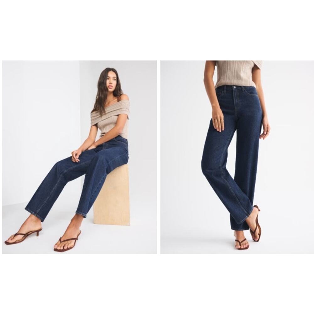 Abercrombie & fitch the high rise Loose dark wash jeans size 31
